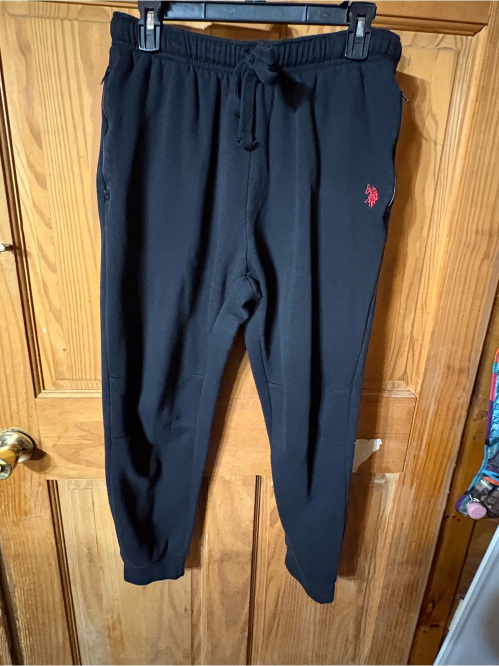 U.S. Polo Assn. Black Jogger Pants with Red Logo